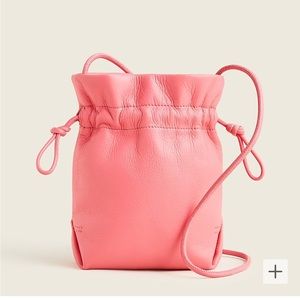 J. Crew Pink Leather Mini Drawstring Crossbody Bag